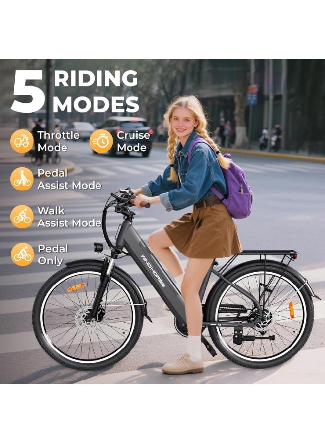 Windhorse F2 Electric Bike for Adults 350W Motor, 36V 13Ah Removable Battery, 40–80KM Range, 32KM/H Max Speed, Carbon Alloy Frame, 26" Tires, Shimano 7-Speed, Dual Disc Brakes, 3 Riding Modes - Image 3
